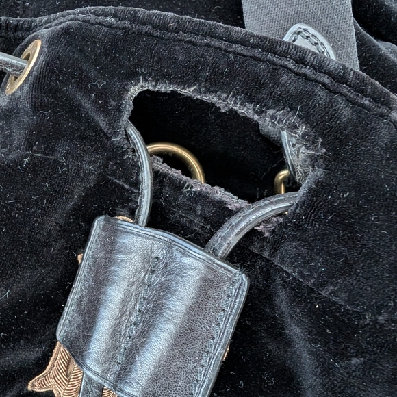 Ralph Lauren Black Velvet Back Pack with Monogram - Picture 12 of 12